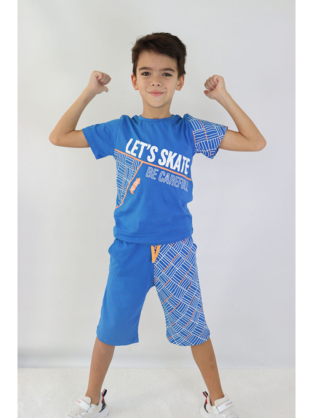 Mavi Erkek Çocuk Lets Skate Baskılı Kısa Kollu Basic Basic Takım 6-9 Yaş-2