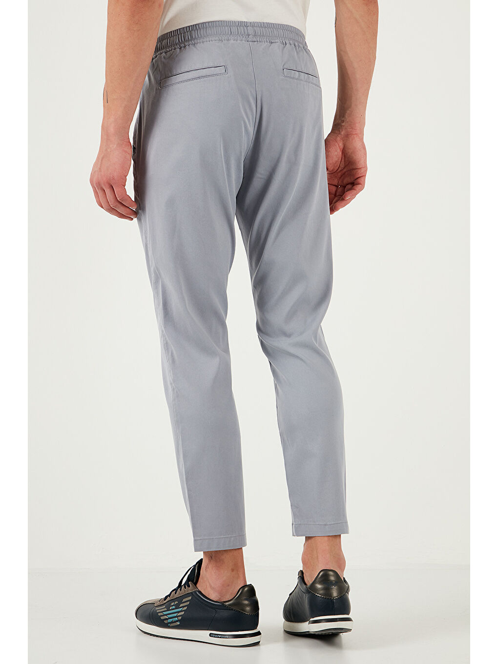 Gri Pamuklu Slim Fit Lastikli Bel Boru Paça Pantolon 5545S87JMILANO-5
