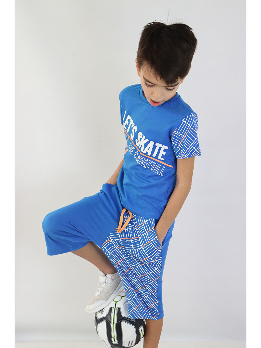 Mavi Erkek Çocuk Lets Skate Baskılı Kısa Kollu Basic Basic Takım 6-9 Yaş-4