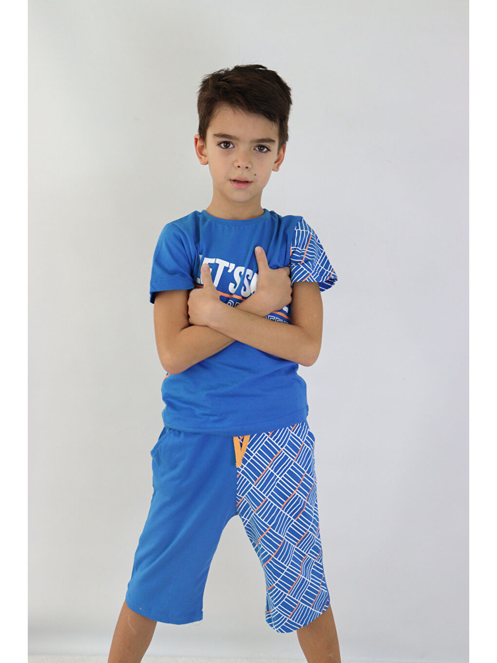 Mavi Erkek Çocuk Lets Skate Baskılı Kısa Kollu Basic Basic Takım 6-9 Yaş-6