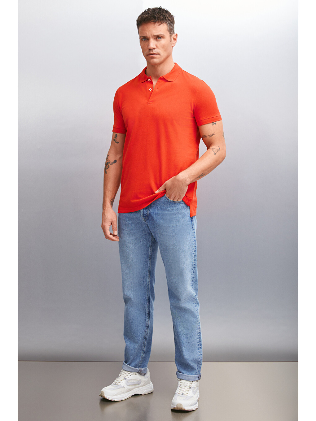 Kırmızı MARTEN Erkek %100 Pamuk Kısa Kollu Regular Fit KIRMIZI Polo Yaka T-shirt-1