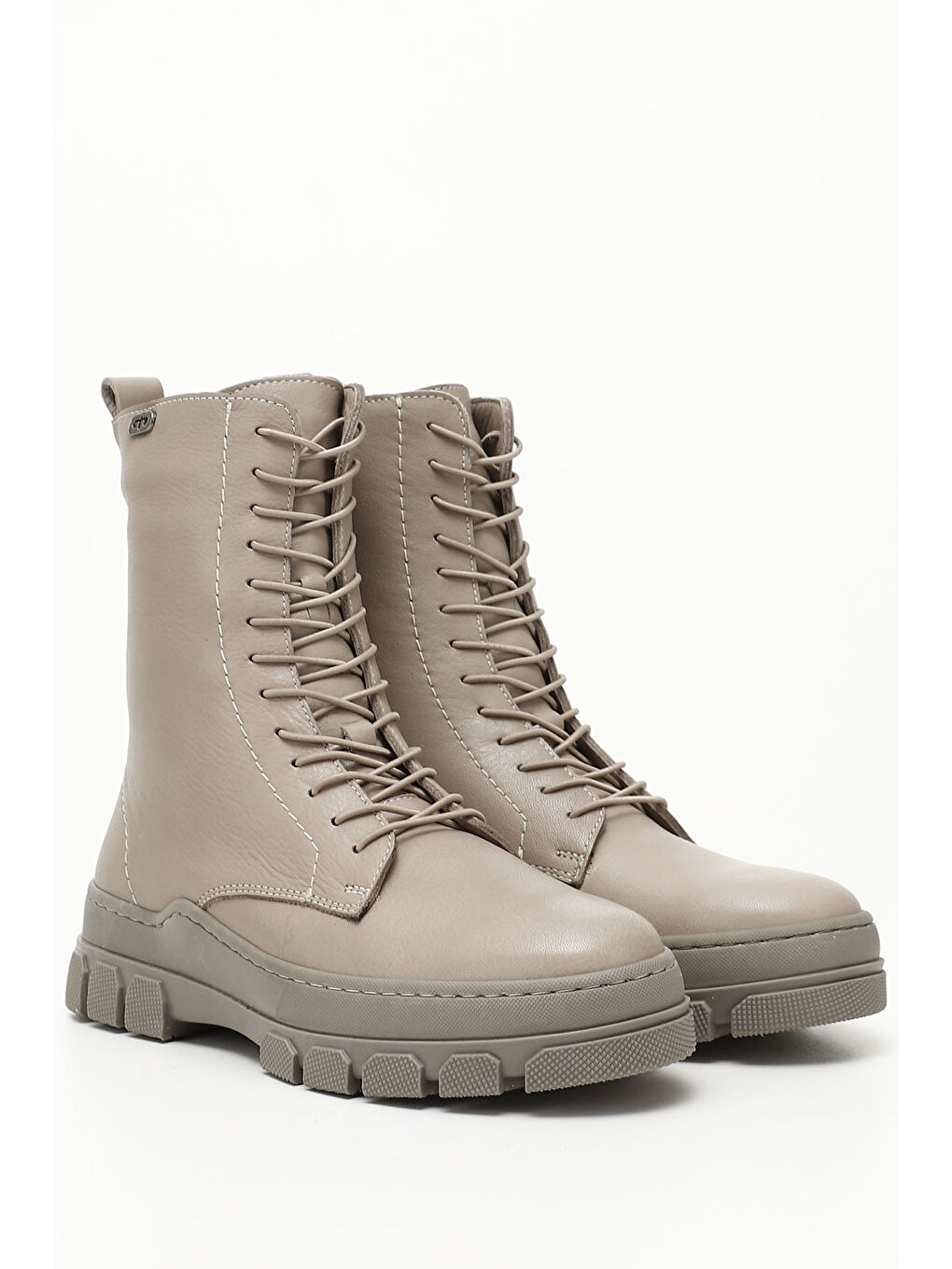 Bej Kadın BEJ-CAMEL Fermuarlı Kauçuk Taban Hakiki Deri Postal Bot-1