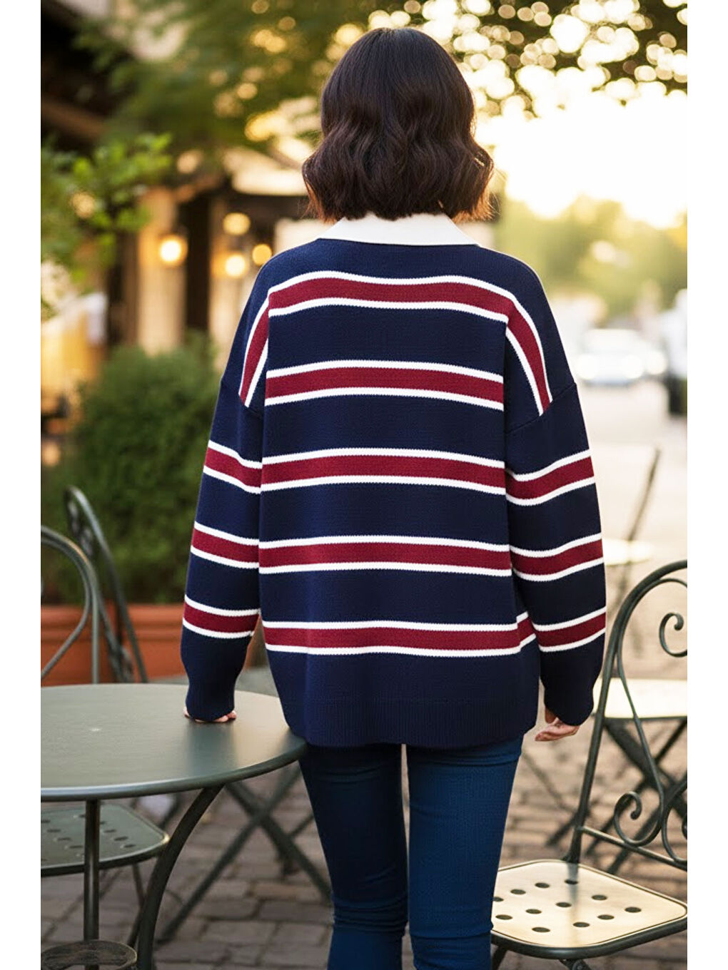 Lacivert Premium/Özel İplik Polo Yaka Triko Kazak-2