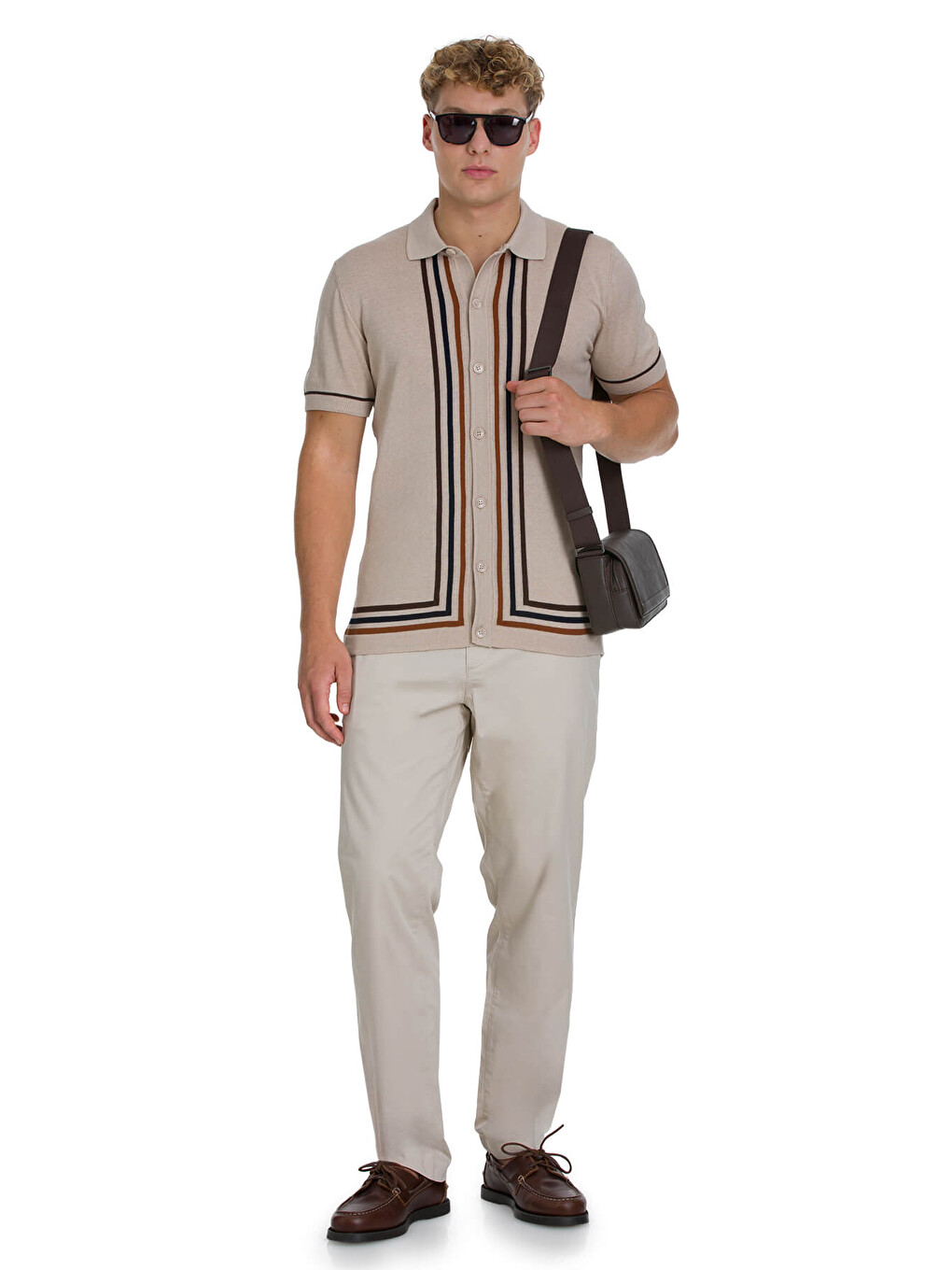 Ekru Regular Fit Polo Yaka Pamuklu Gömlek-1