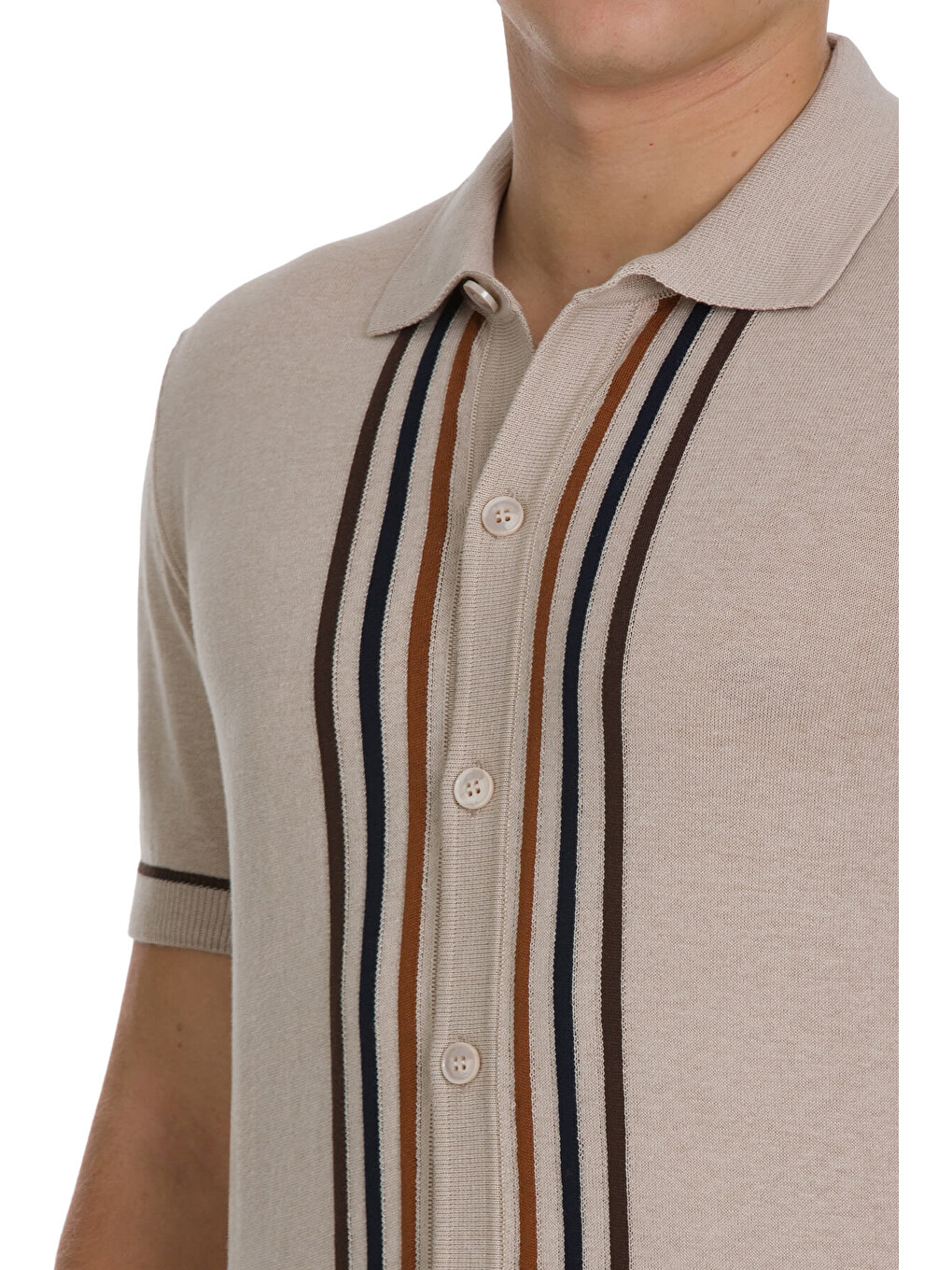 Ekru Regular Fit Polo Yaka Pamuklu Gömlek-3
