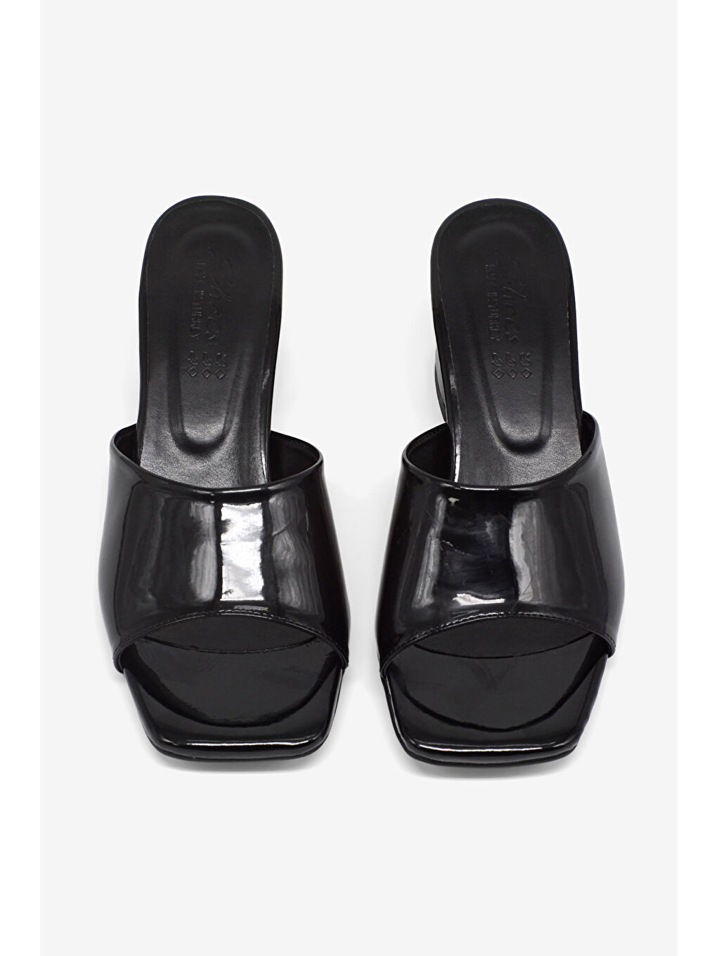 Kadın Siyah Rugan Rahat Kalıp Topuklu Terlik-1