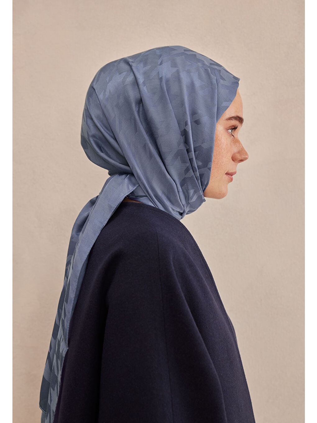 Kazayağı Jakarlı Şal Jean Mavi-2