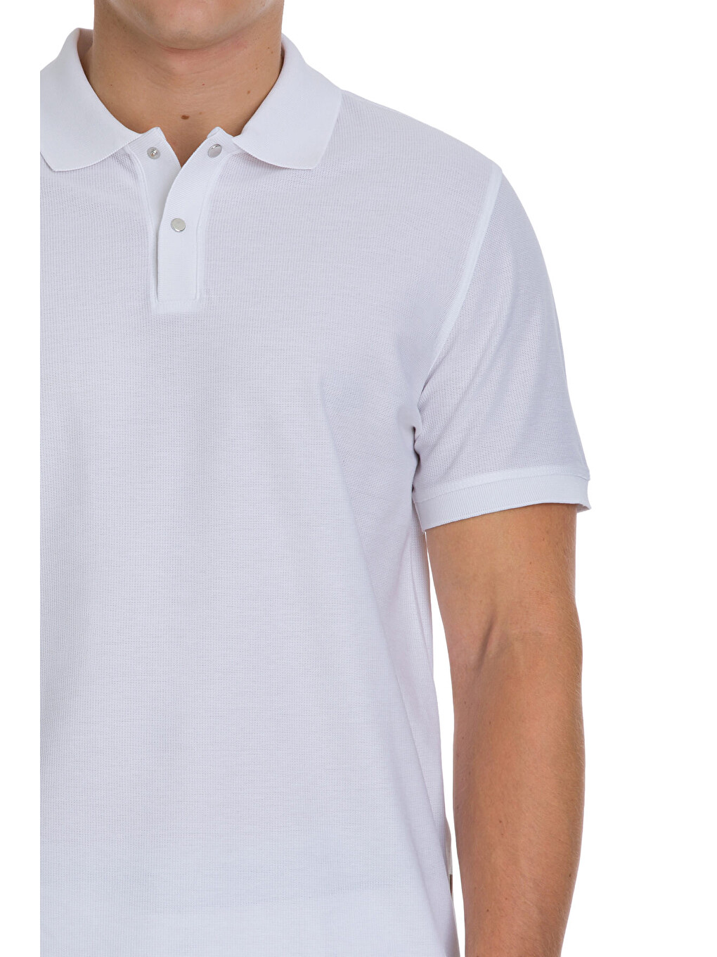 Beyaz Regular Fit 100% Pamuk Polo Yaka Merserize Tişört-3