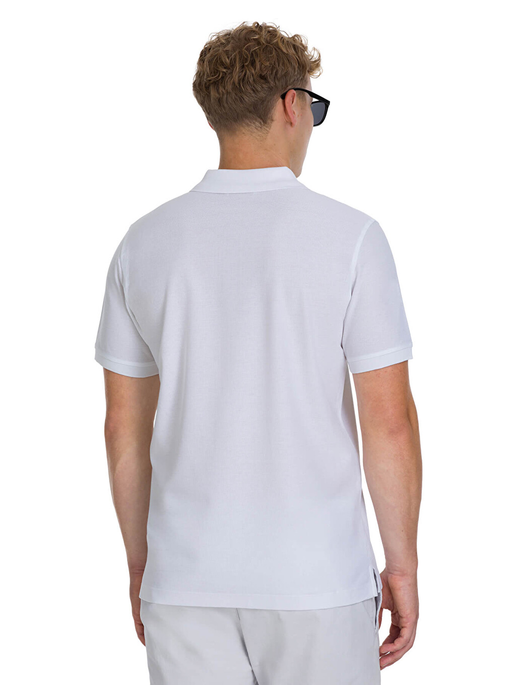 Beyaz Regular Fit 100% Pamuk Polo Yaka Merserize Tişört-4