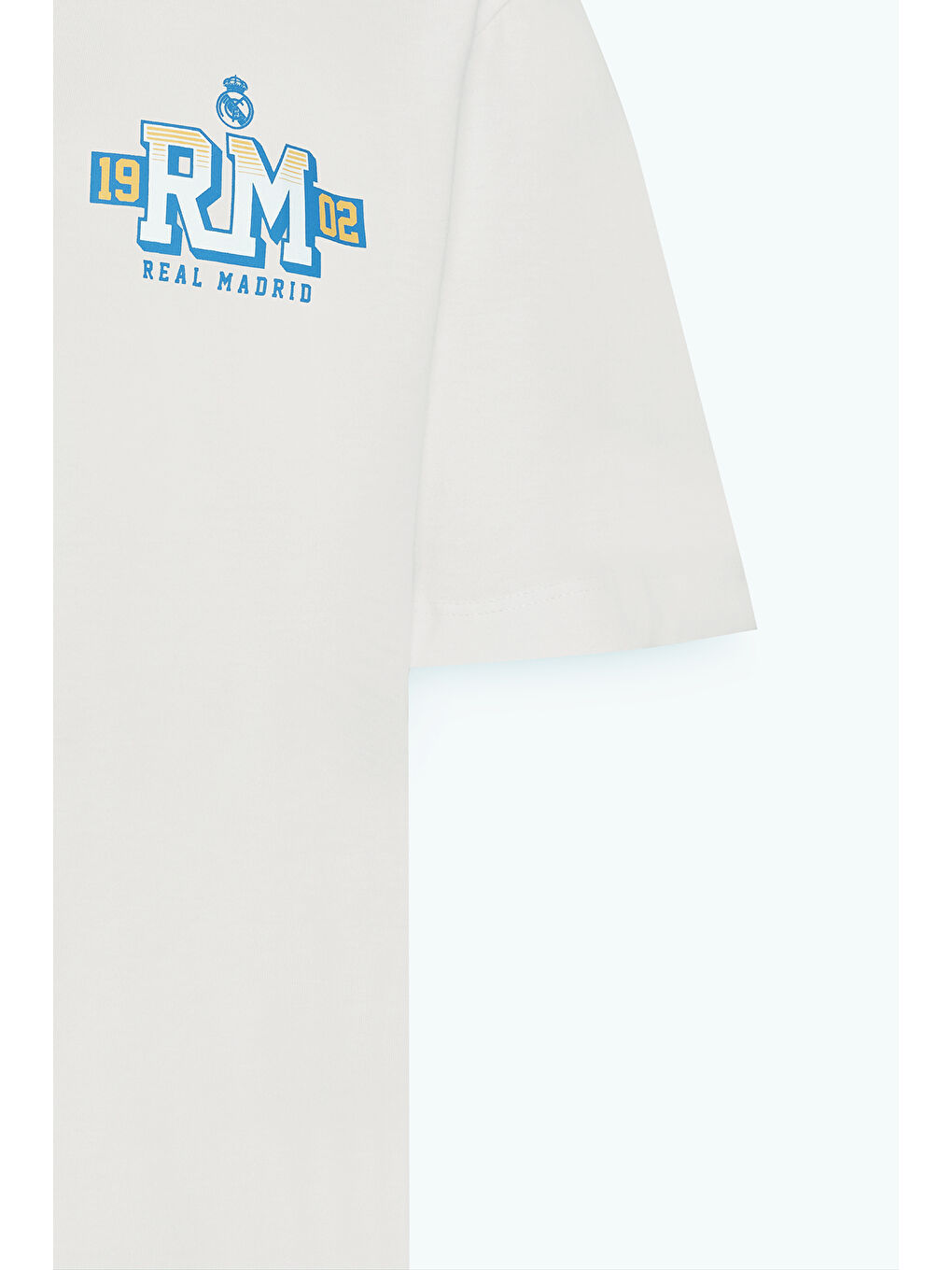 Erkek Açık Bej Real Madrid Lisanslı Oversize Fit Bol Kesim %100 Pamuk Bisiklet Yaka Tişört-8