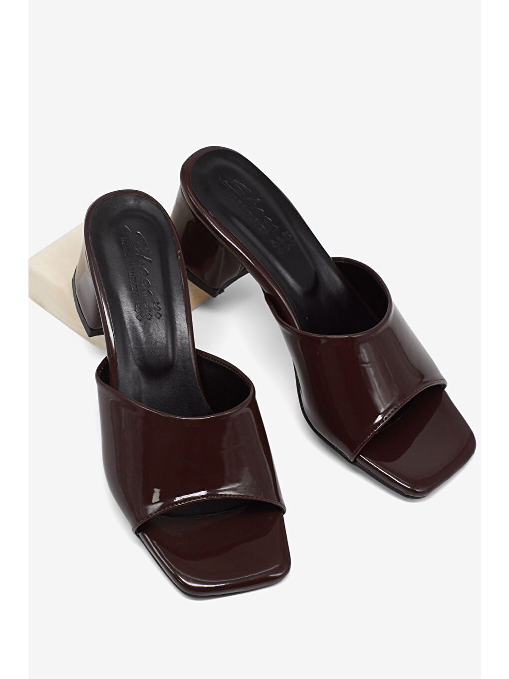 Kahverengi Kadın Kahve Rahat Kalıp Topuklu Terlik-4