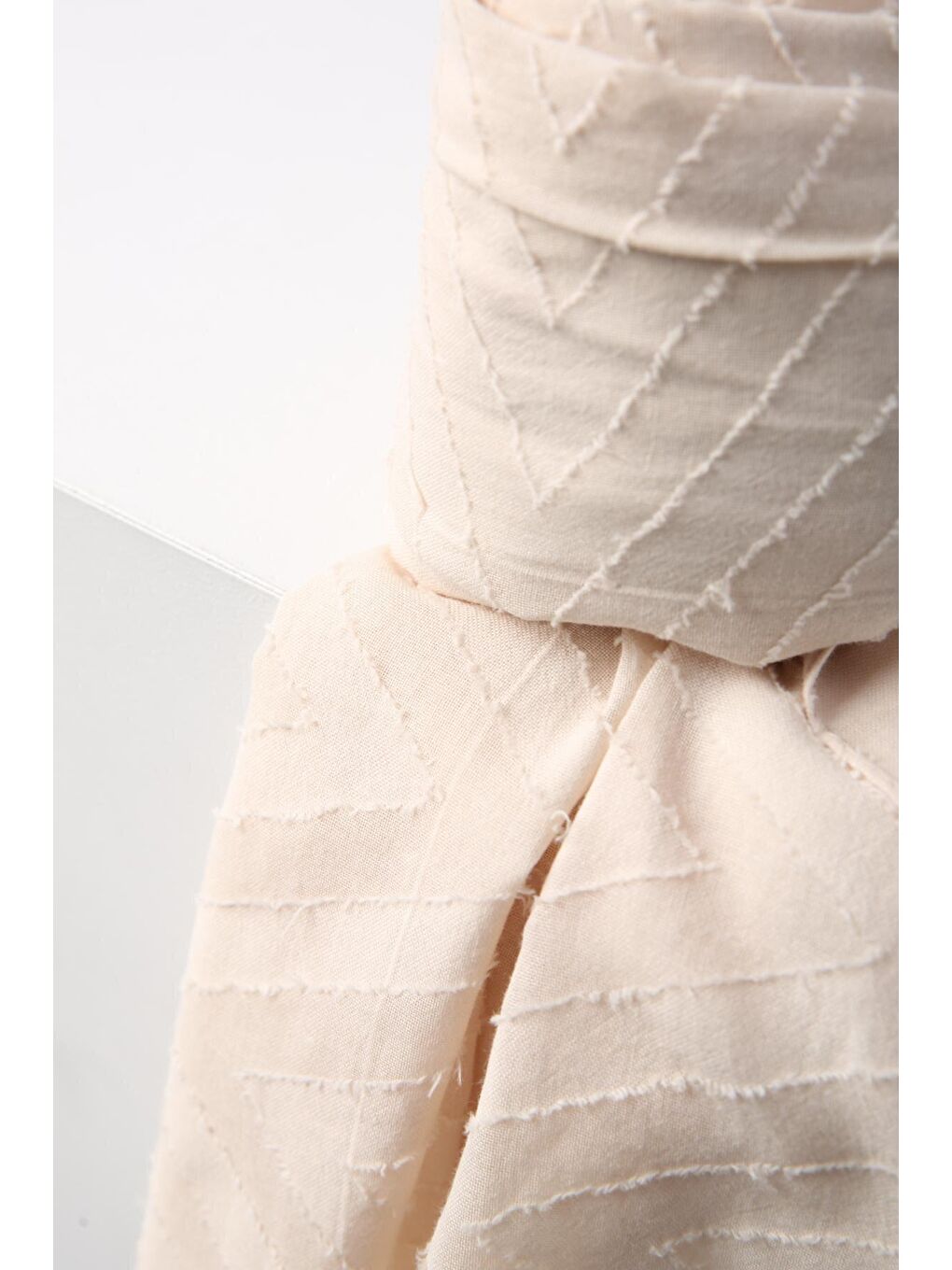 Bej Zigzag Pamuk Jakar Şal-4