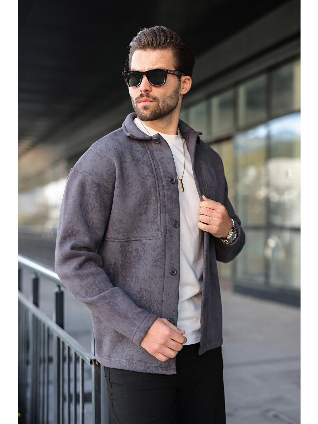 Antrasit İçi Polarlı Gömlek Ceket E6767-3