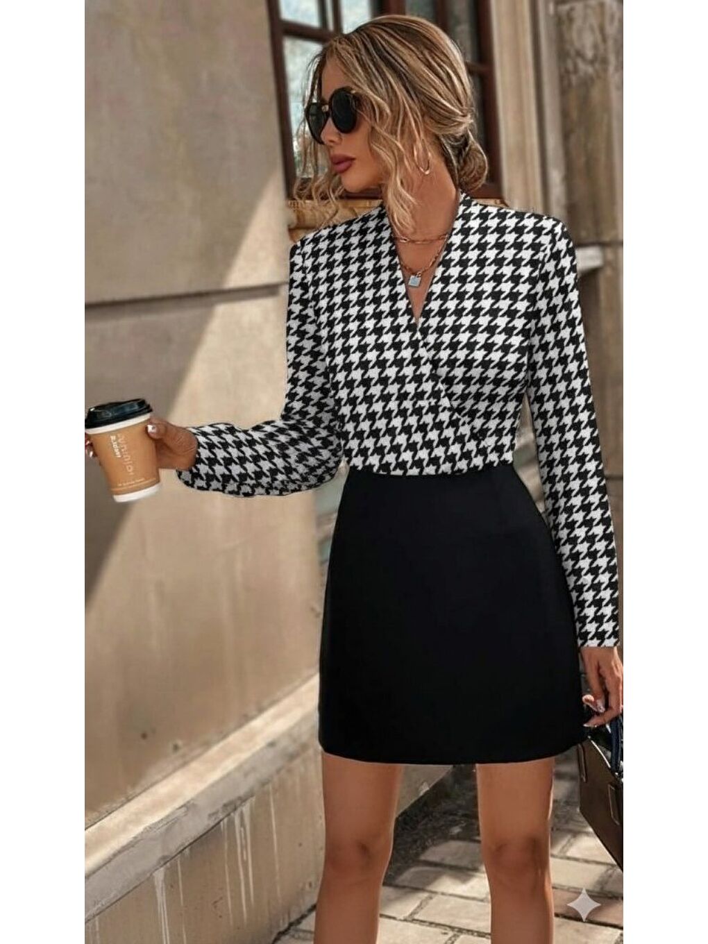 Gri Kadın Uzun Kollu Kruvaze Yakalı üst Dalgıç Alt Ithal Krep Mini Elbise