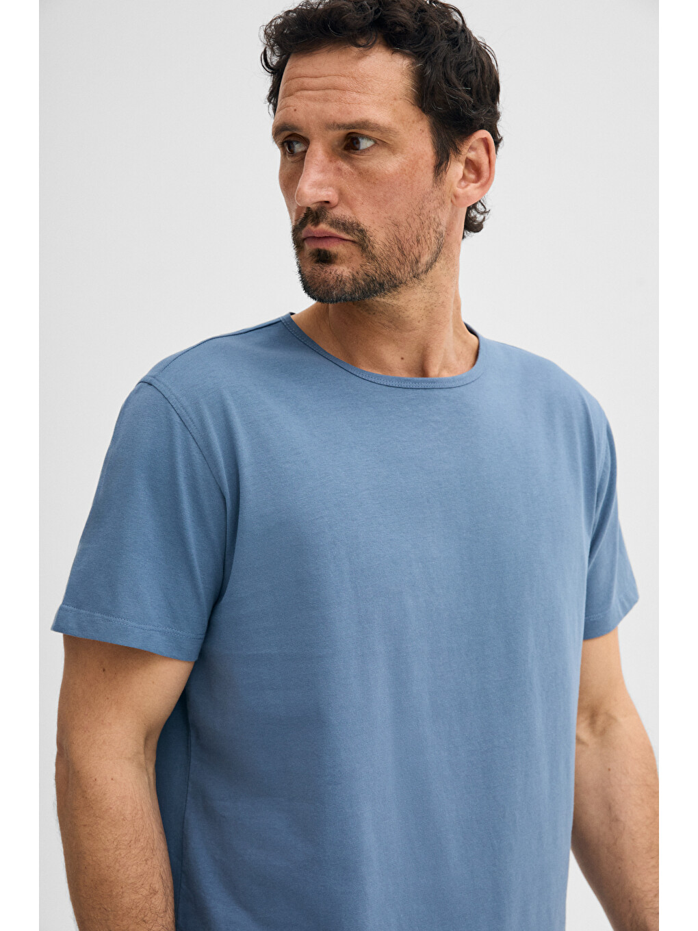 Porec Erkek %100 Organik Pamuklu Yuvarlak Yakalı Regular Fit İndigo T-shirt-1