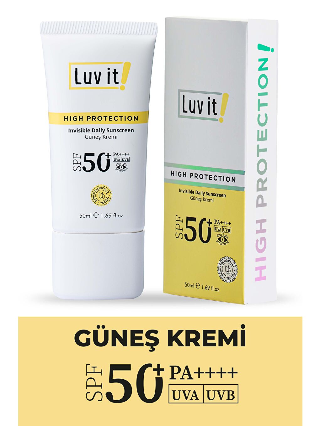 Luv it! Renksiz Spf50+ Pa++++ Uva Uvb Yüksek Korumalı Leke Karşıtı Güneş Kremi 50ml