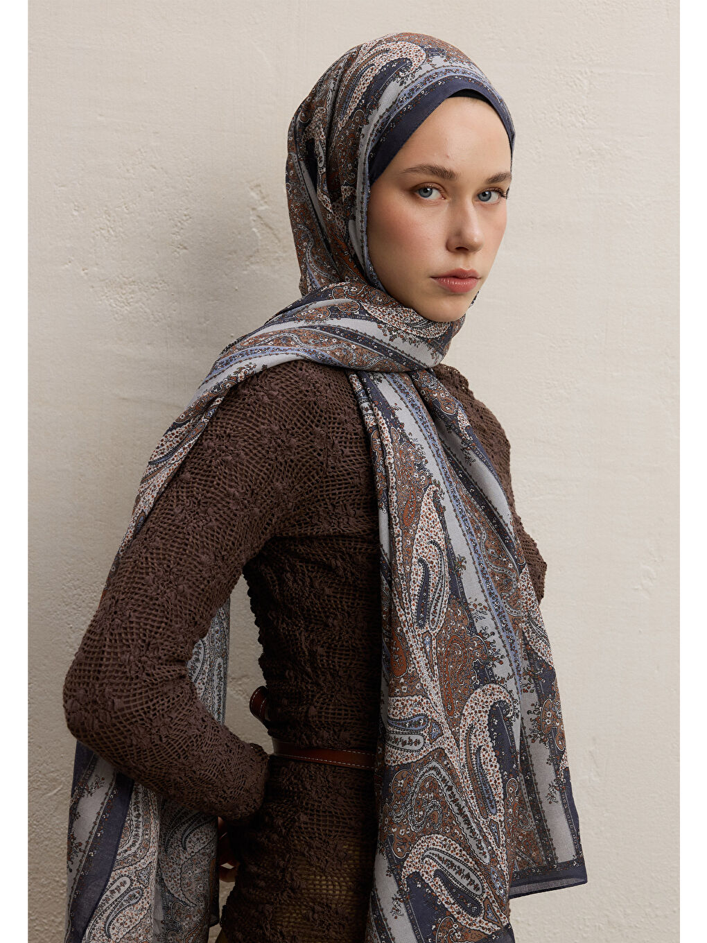 Paısley Elegance Desen Şal İndigo