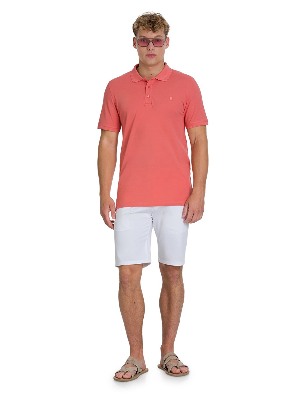 Pembe Regular Fit 100% Pamuklu Polo Yaka Tişört-1