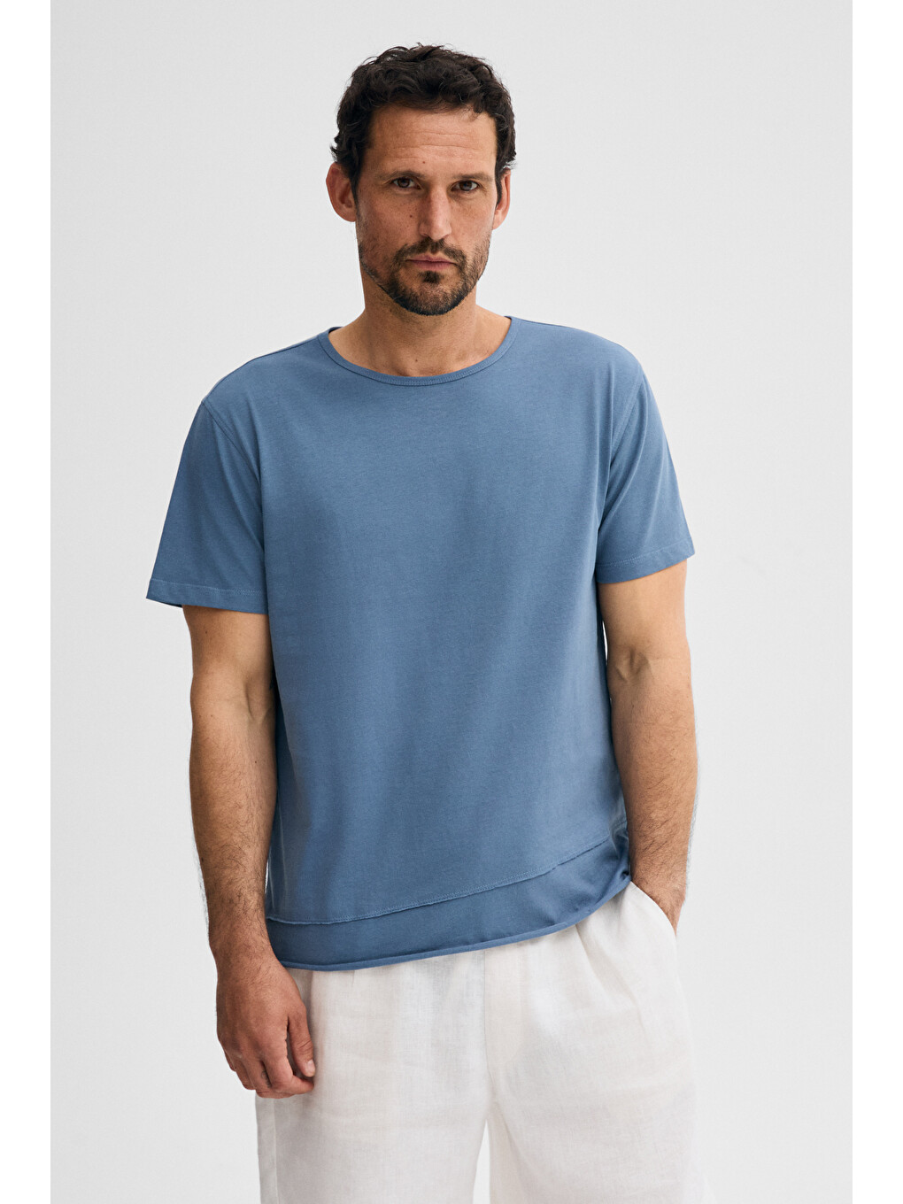 Porec Erkek %100 Organik Pamuklu Yuvarlak Yakalı Regular Fit İndigo T-shirt-2