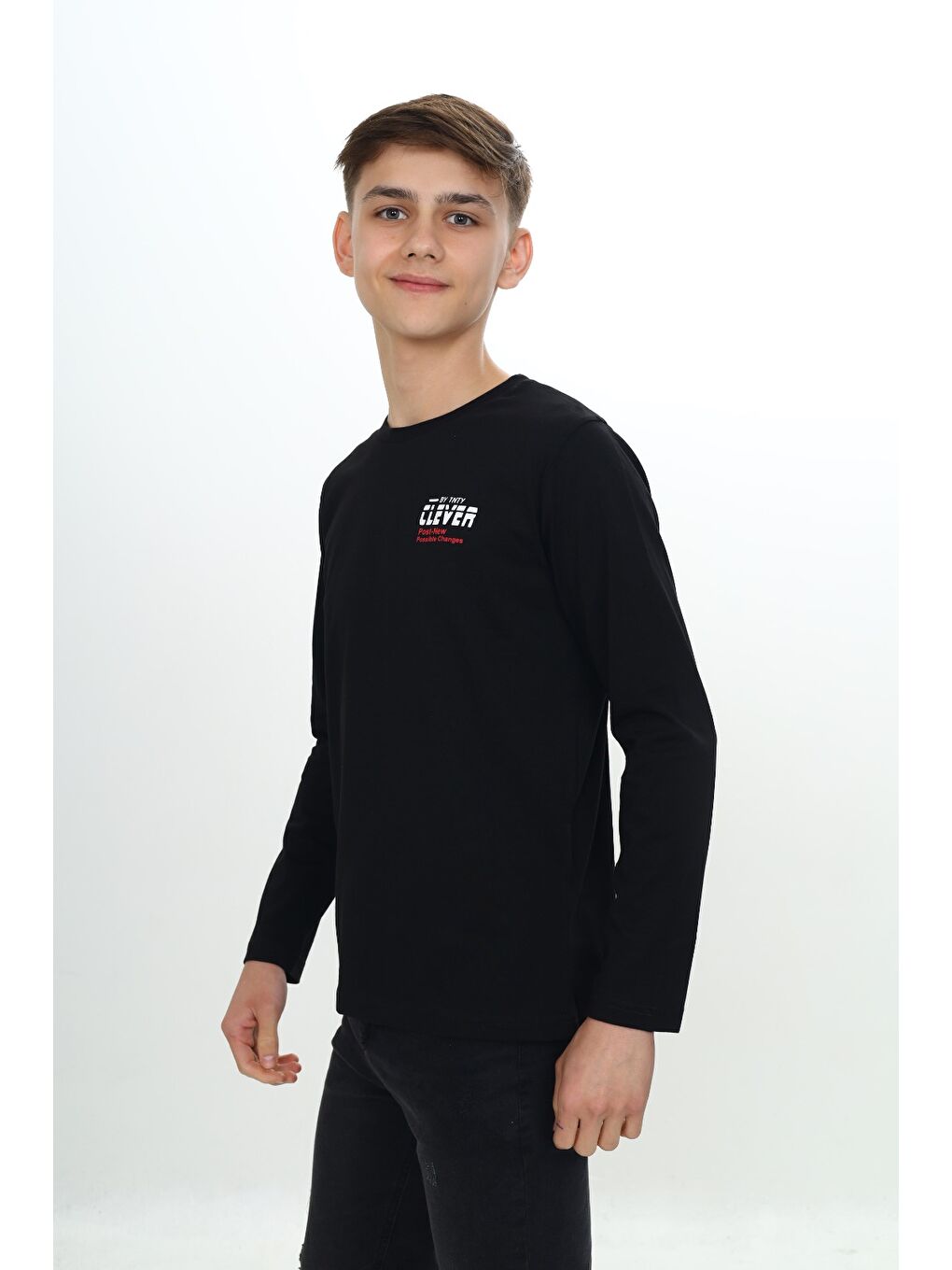 Siyah Erkek Çocuk Baskılı Tişört-1