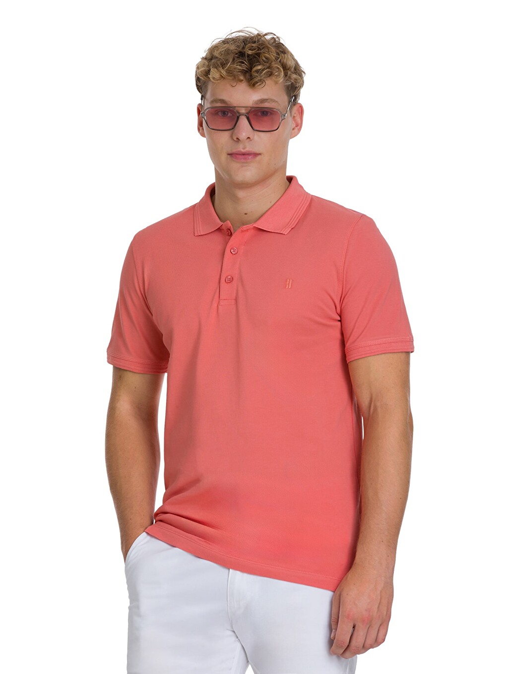Pembe Regular Fit 100% Pamuklu Polo Yaka Tişört-2