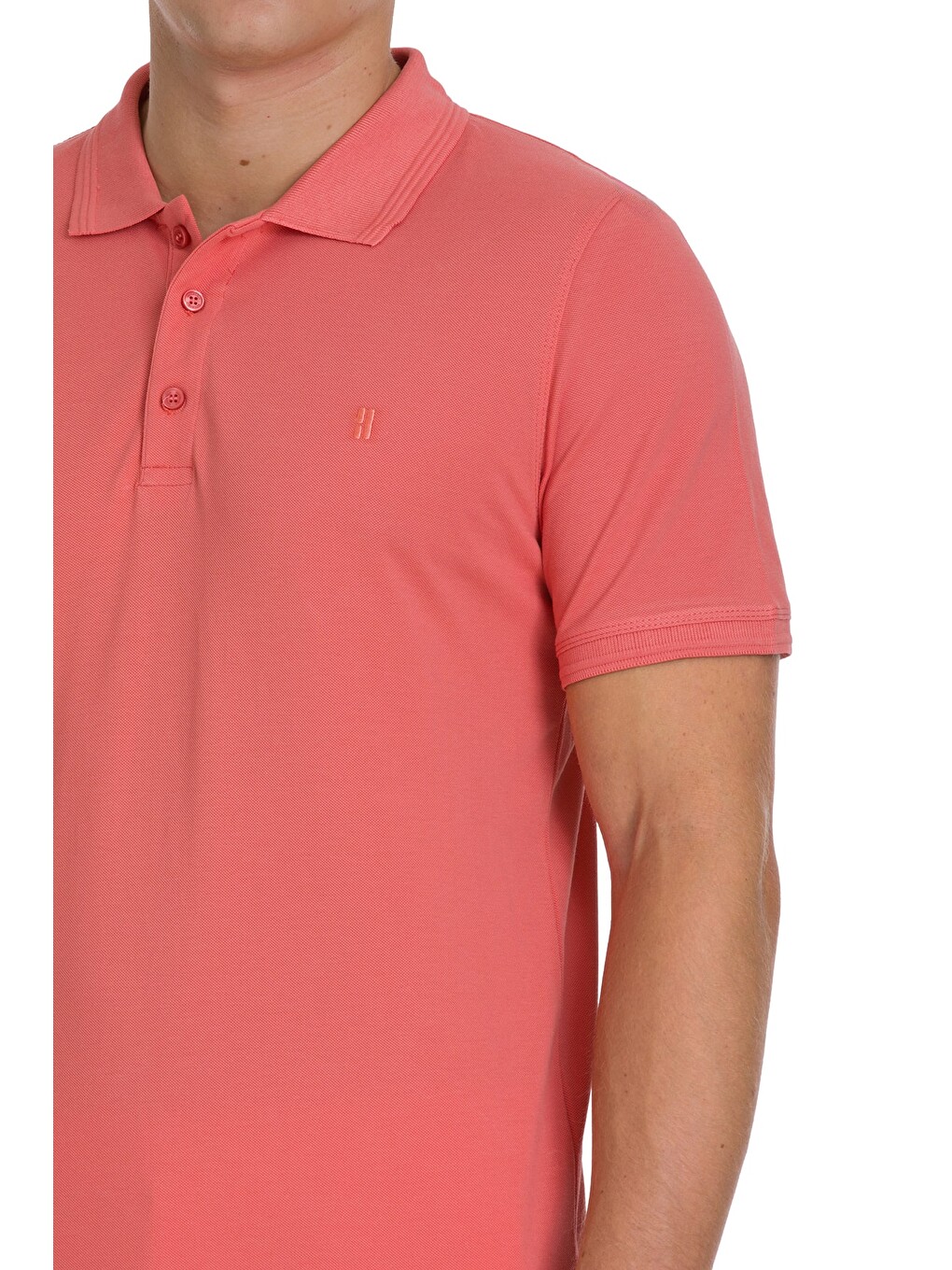 Pembe Regular Fit 100% Pamuklu Polo Yaka Tişört-3