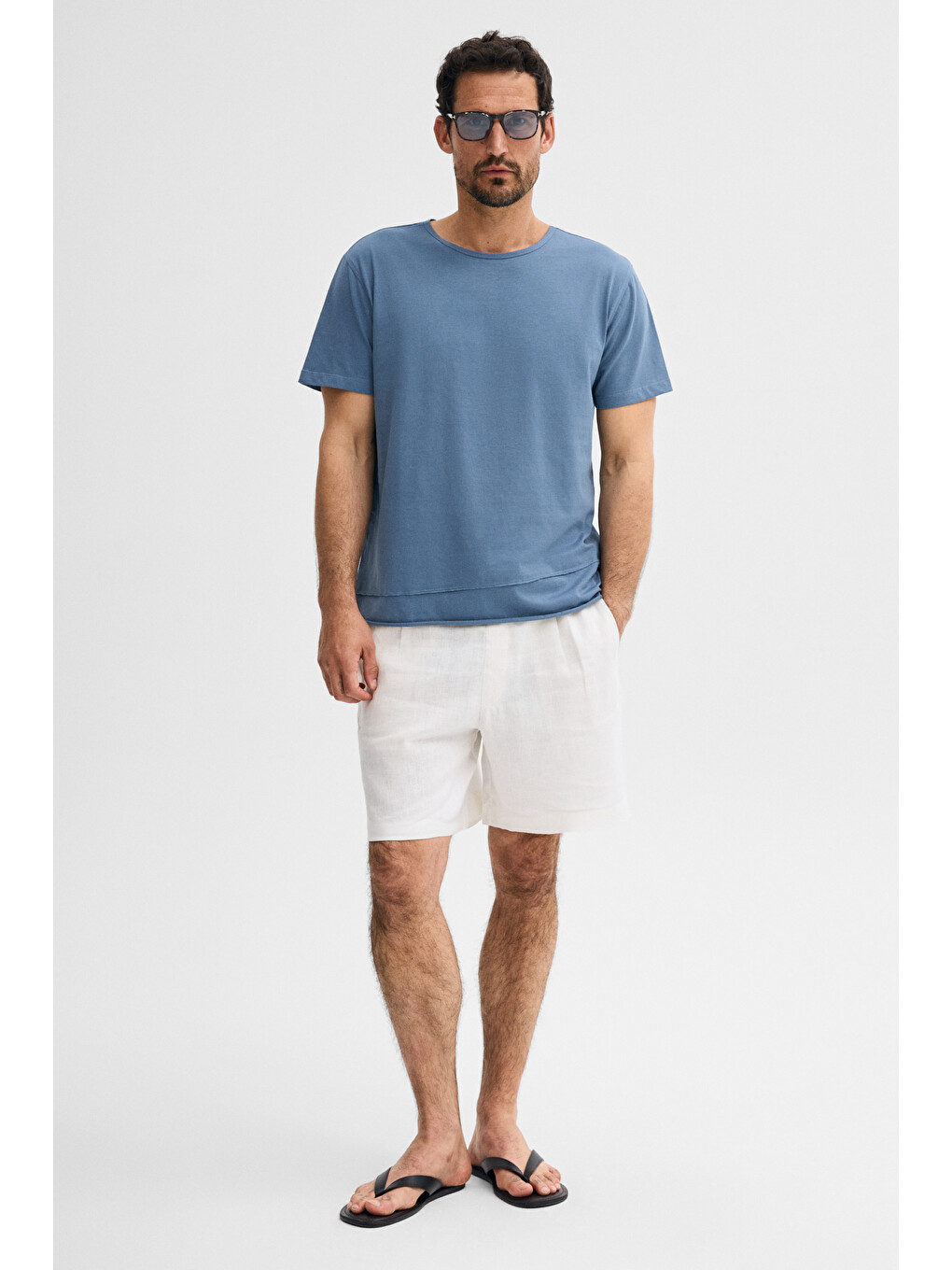 Porec Erkek %100 Organik Pamuklu Yuvarlak Yakalı Regular Fit İndigo T-shirt-3
