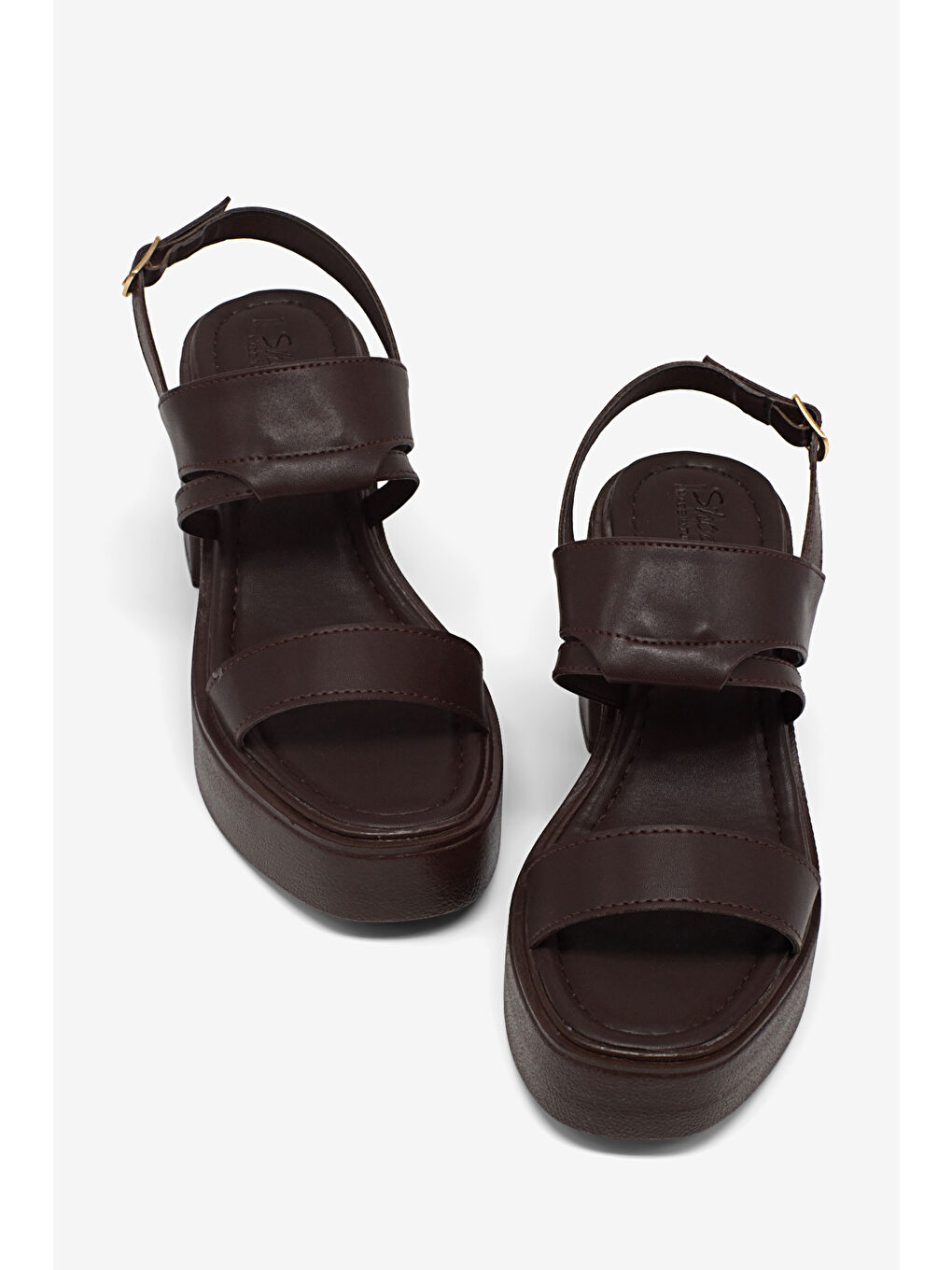 Kahverengi Kadın Kahve Rahat Kalıp Poli Taban Topuklu Sandalet