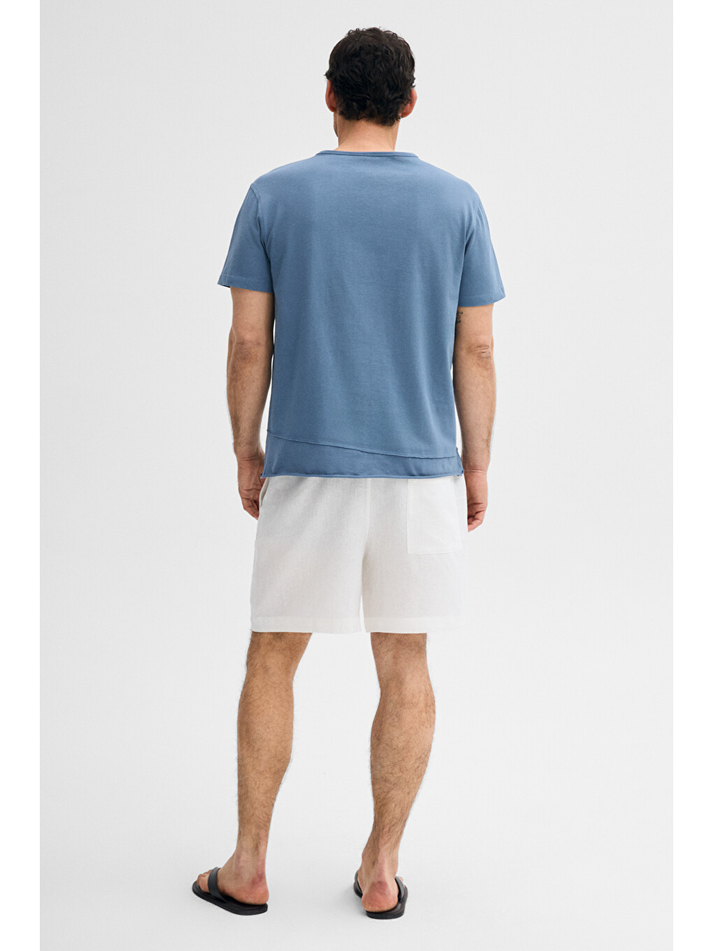 Porec Erkek %100 Organik Pamuklu Yuvarlak Yakalı Regular Fit İndigo T-shirt-4