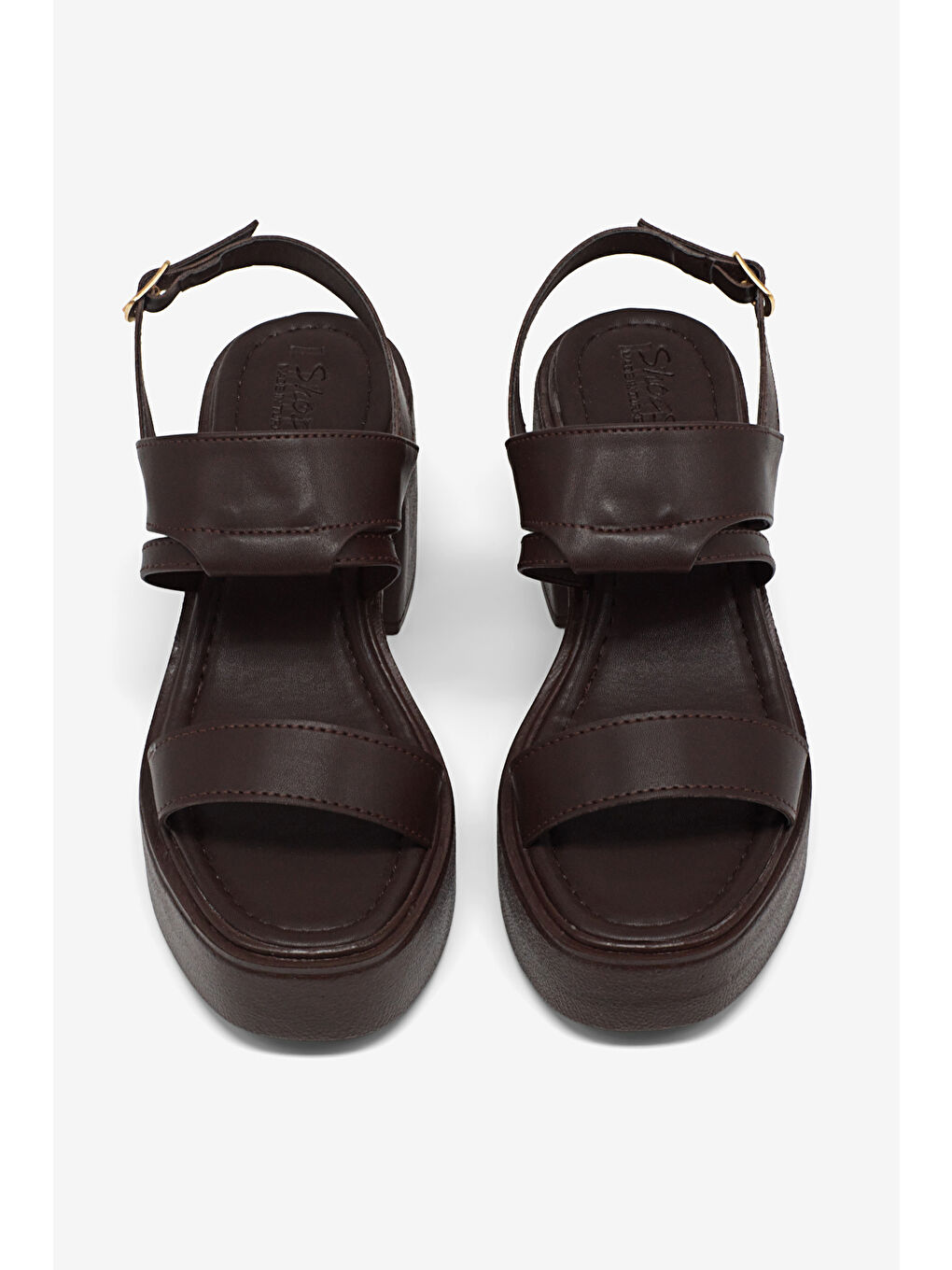 Kahverengi Kadın Kahve Rahat Kalıp Poli Taban Topuklu Sandalet-1