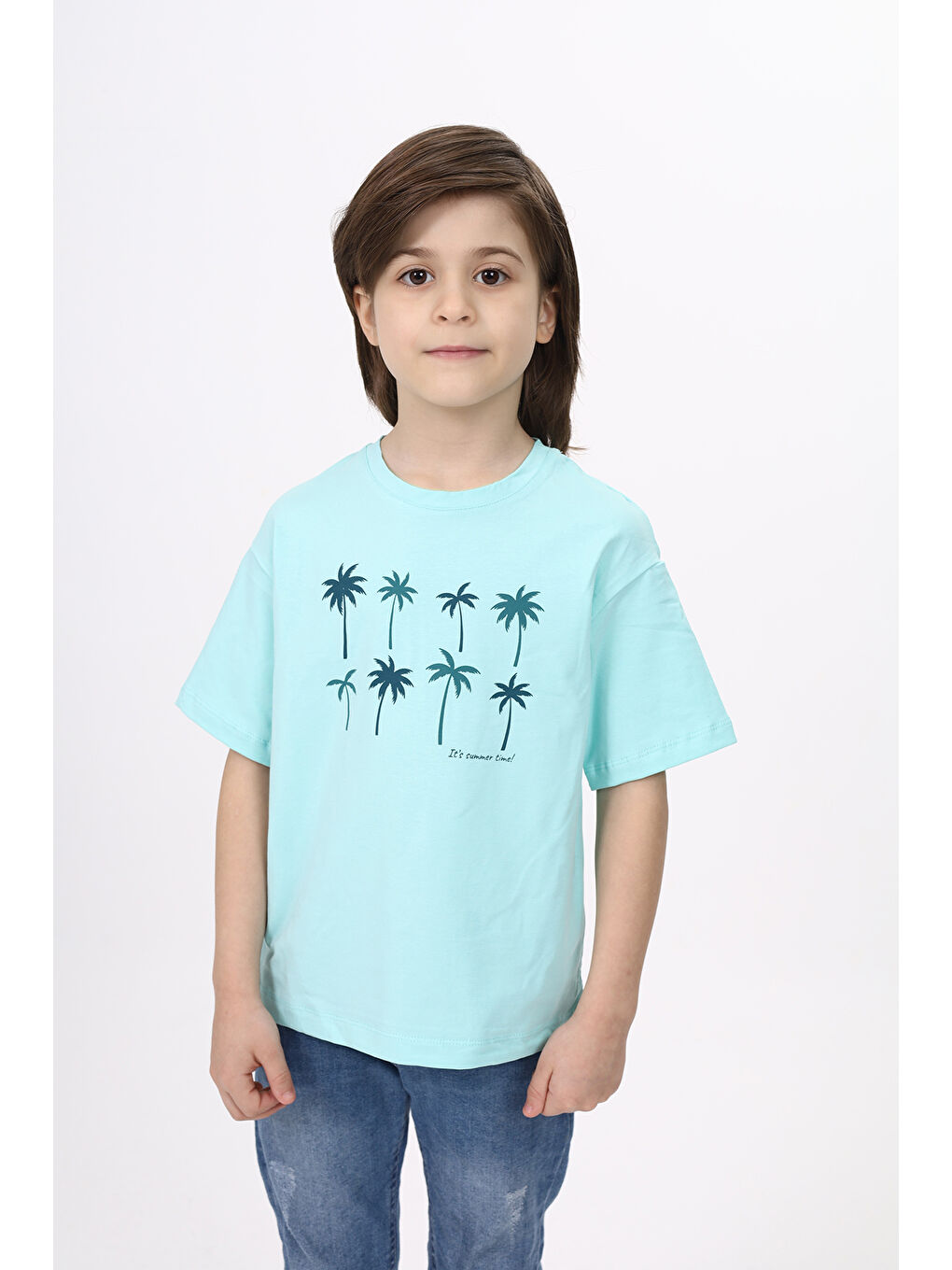Turkuaz Erkek Çocuk Baskılı Tişört-2