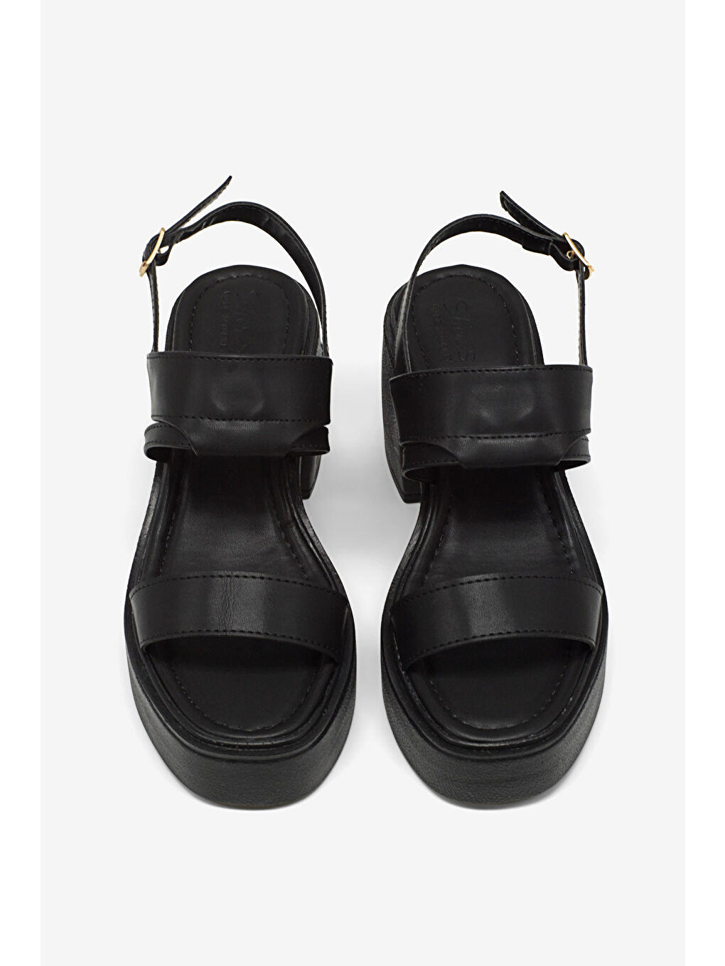 Kadın Siyah Rahat Kalıp Poli Taban Topuklu Sandalet-1