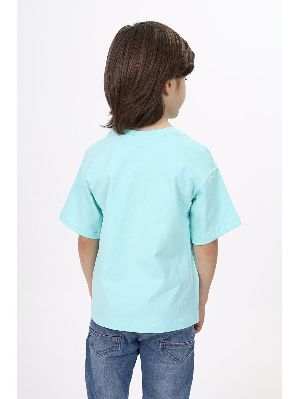 Turkuaz Erkek Çocuk Baskılı Tişört-4