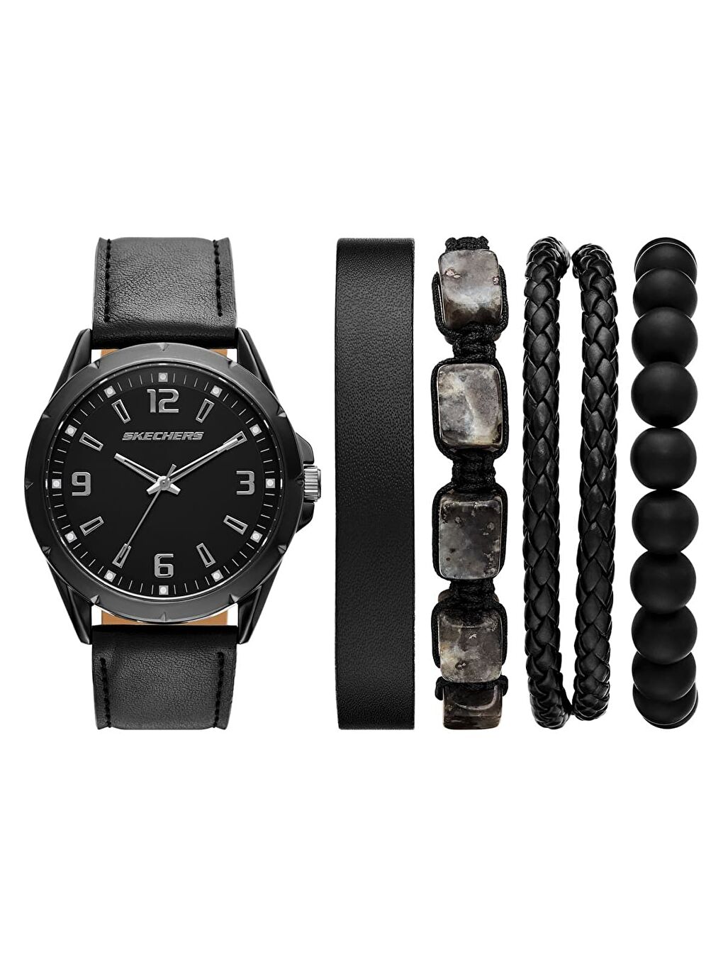 Siyah SR9118 Erkek Kol Saati ve Bileklik Seti