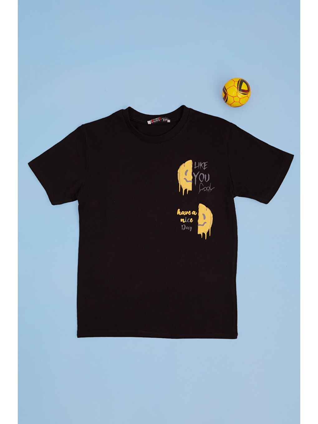 Siyah Lıke You Cool Yazı Baskılı Erkek Çocuk Tişört