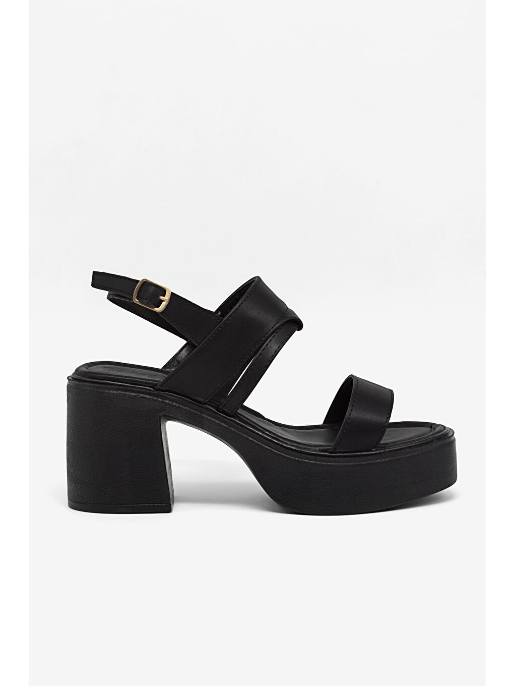 Kadın Siyah Rahat Kalıp Poli Taban Topuklu Sandalet-4