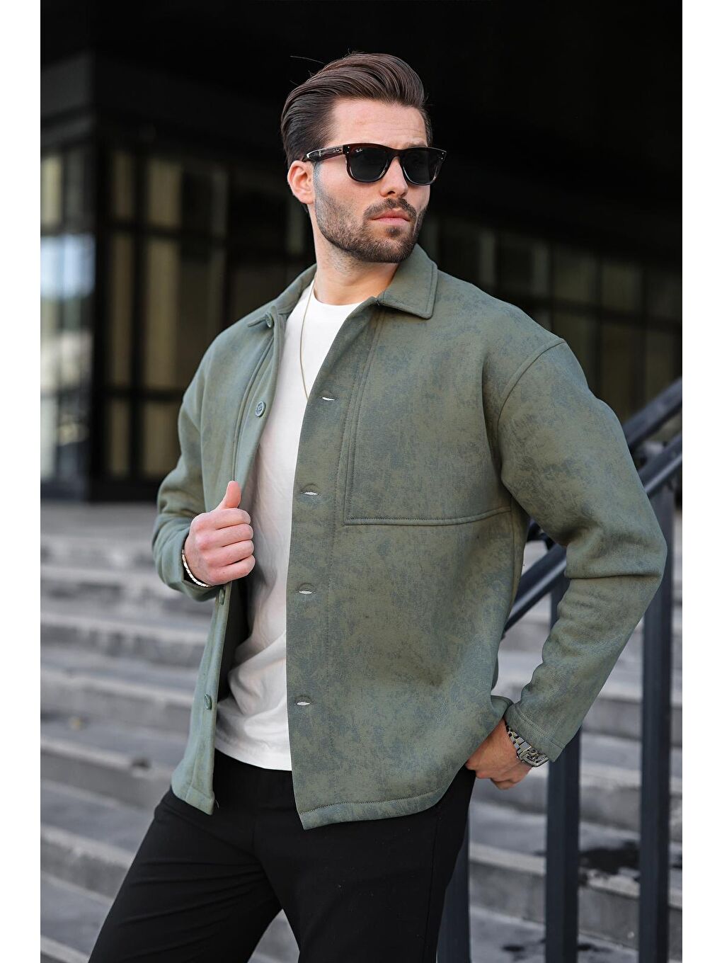 Haki İçi Polarlı Gömlek Ceket E6767-1