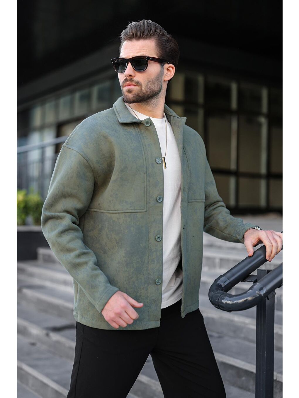 Haki İçi Polarlı Gömlek Ceket E6767-3