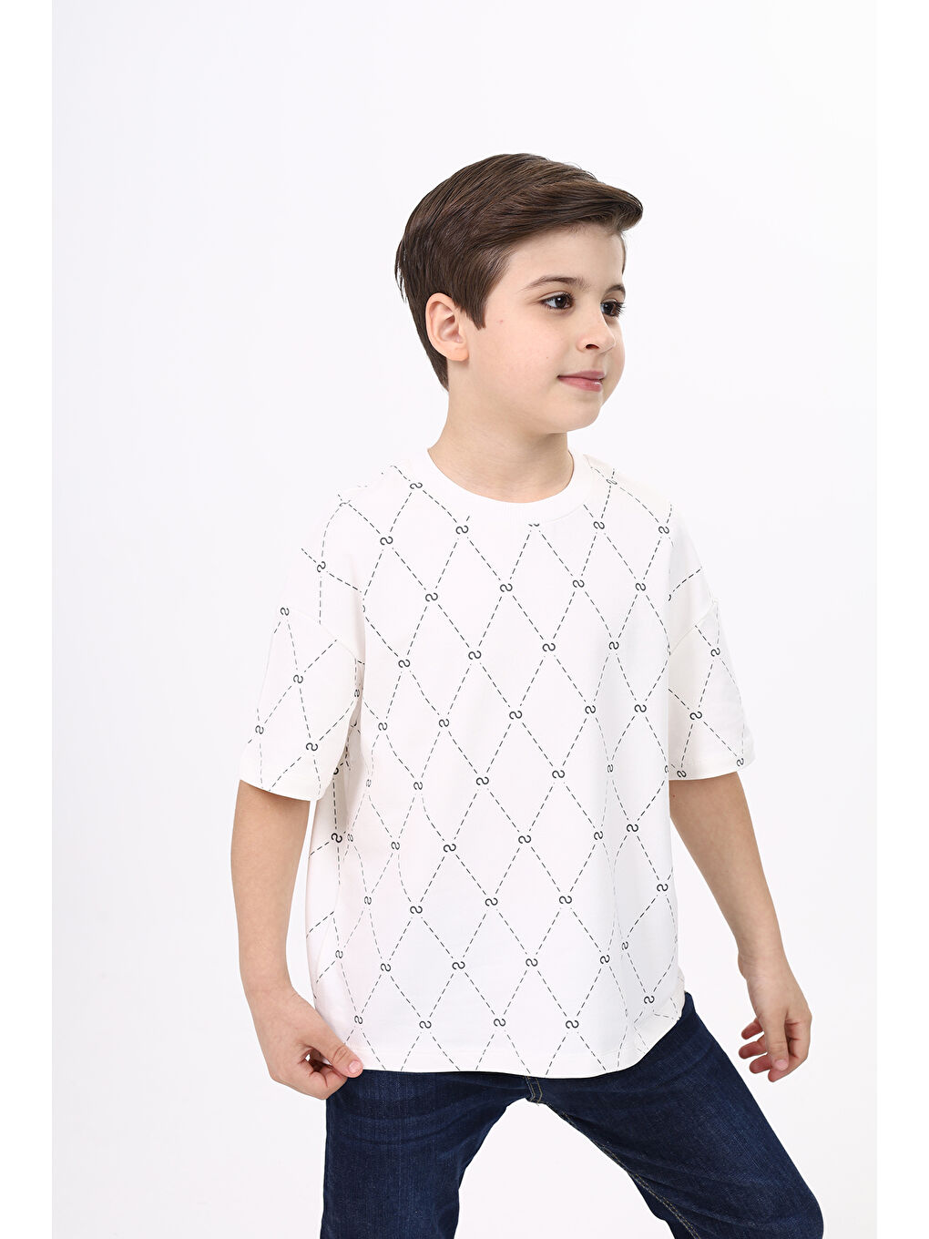 Ekru Unisex Çocuk Baskılı Tişört