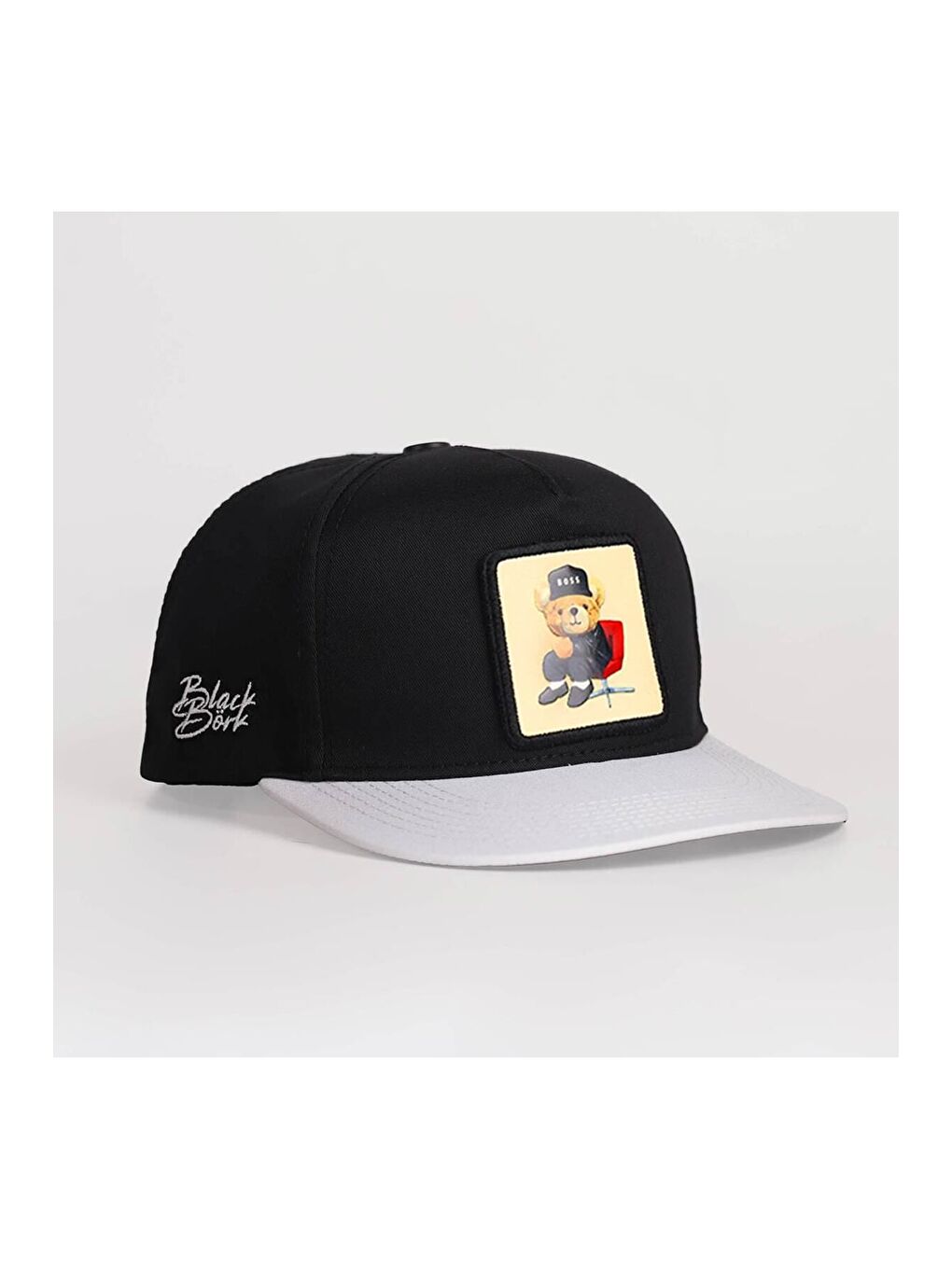 Ayı Logolu Beyaz-Siyah Hip Hop Şapka-1