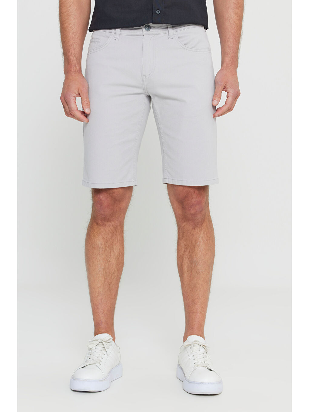 Bej Erkek Taş Slim Fit Dar Kesim Armürlü %100 Pamuk Casual Chino Şort