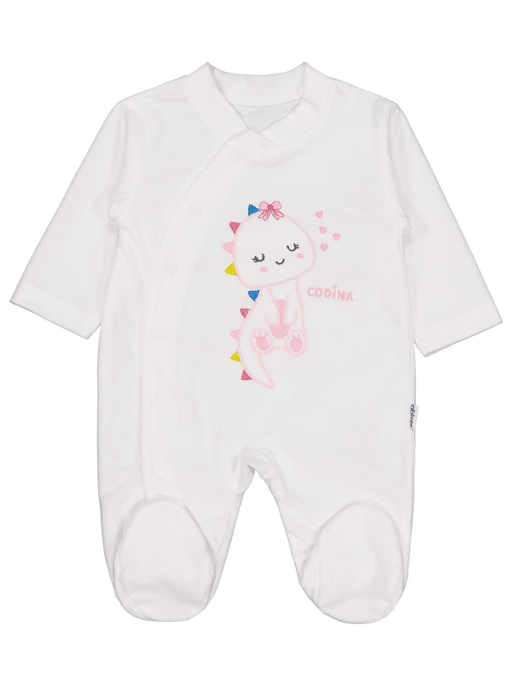 Minidamla Zürafa Nakış Çıtçıtlı 1-6 Ay Tulum - Ekru 1-3 Ay