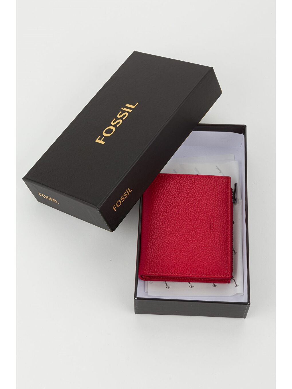 Kutulu Hakiki Deri Kırmızı Kadın El Portföyü Kartlık Cüzdan-5