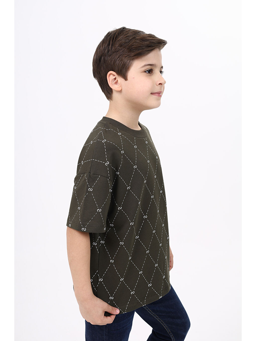 Haki Unisex Çocuk Baskılı Tişört-2