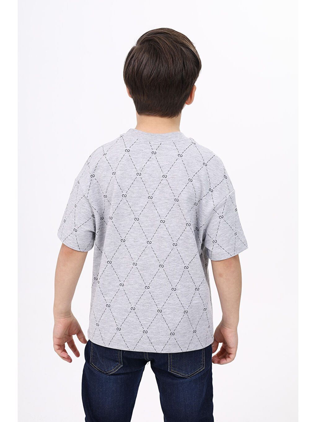 Gri Unisex Çocuk Baskılı Tişört-2
