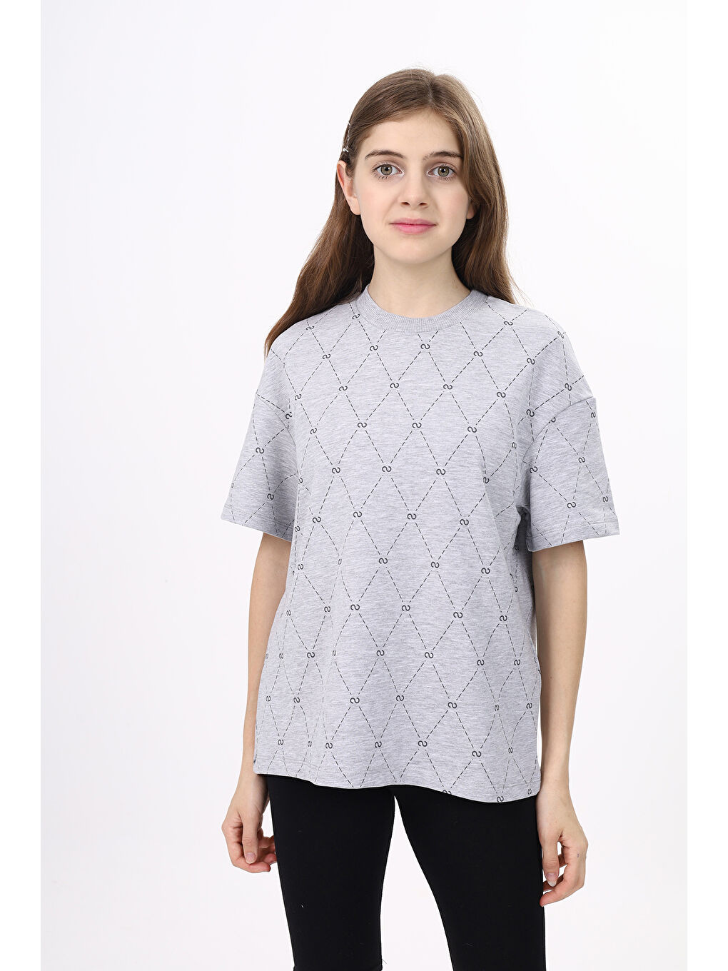 Gri Unisex Çocuk Baskılı Tişört-3