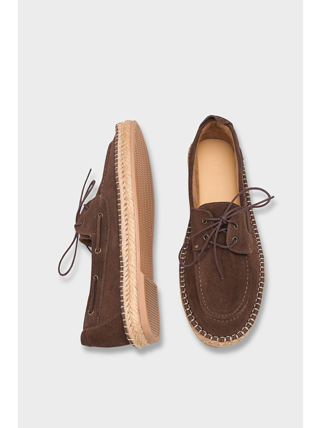 Kahverengi Drake Hakiki Deri Süet Espadril Tabanlı Erkek Ayakkabı-3