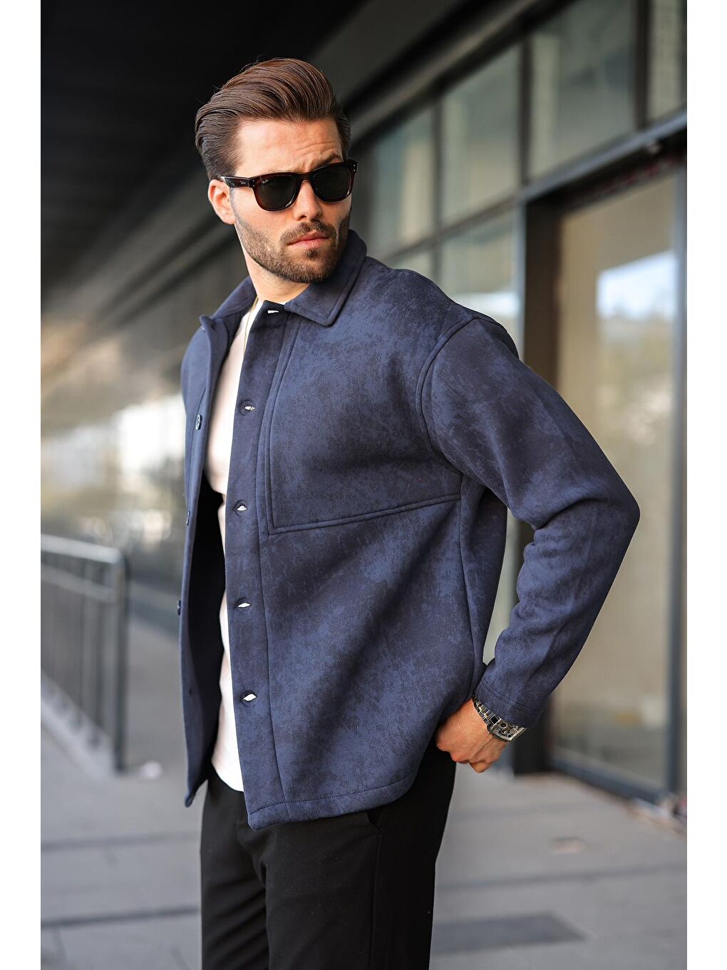 Lacivert İçi Polarlı Gömlek Ceket E6767