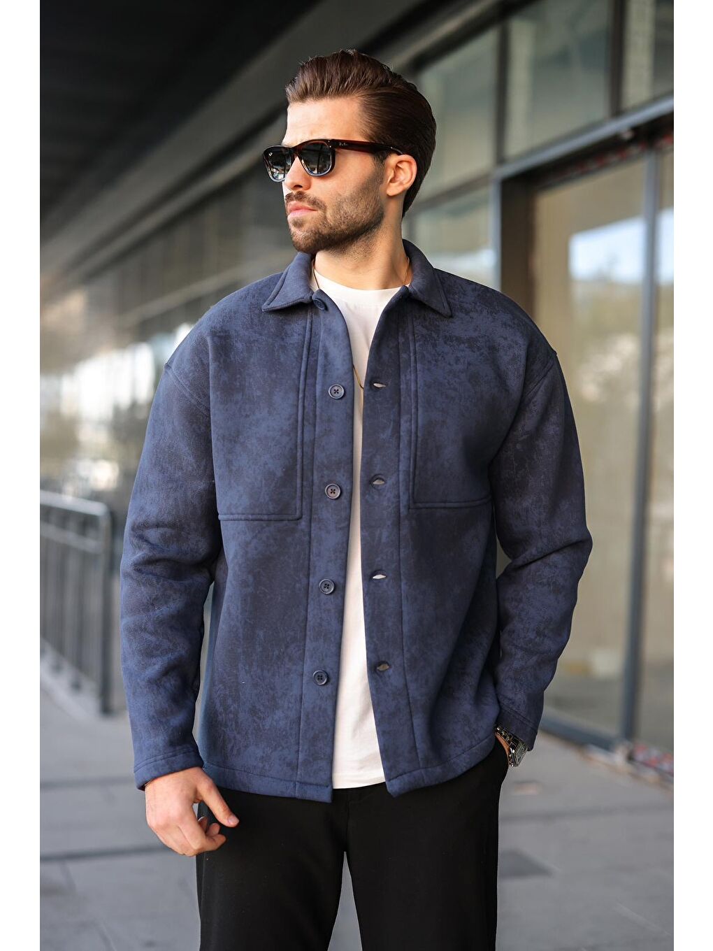 Lacivert İçi Polarlı Gömlek Ceket E6767-1