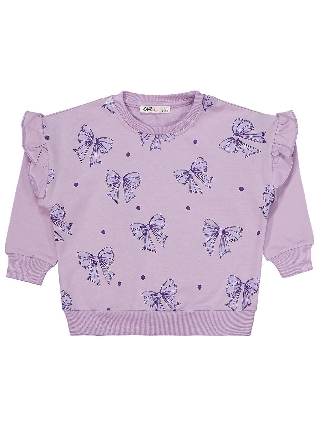 Beyaz Girls Fiyonk Baskılı 2'li Set 2-5 Yaş Takım - Standart-5